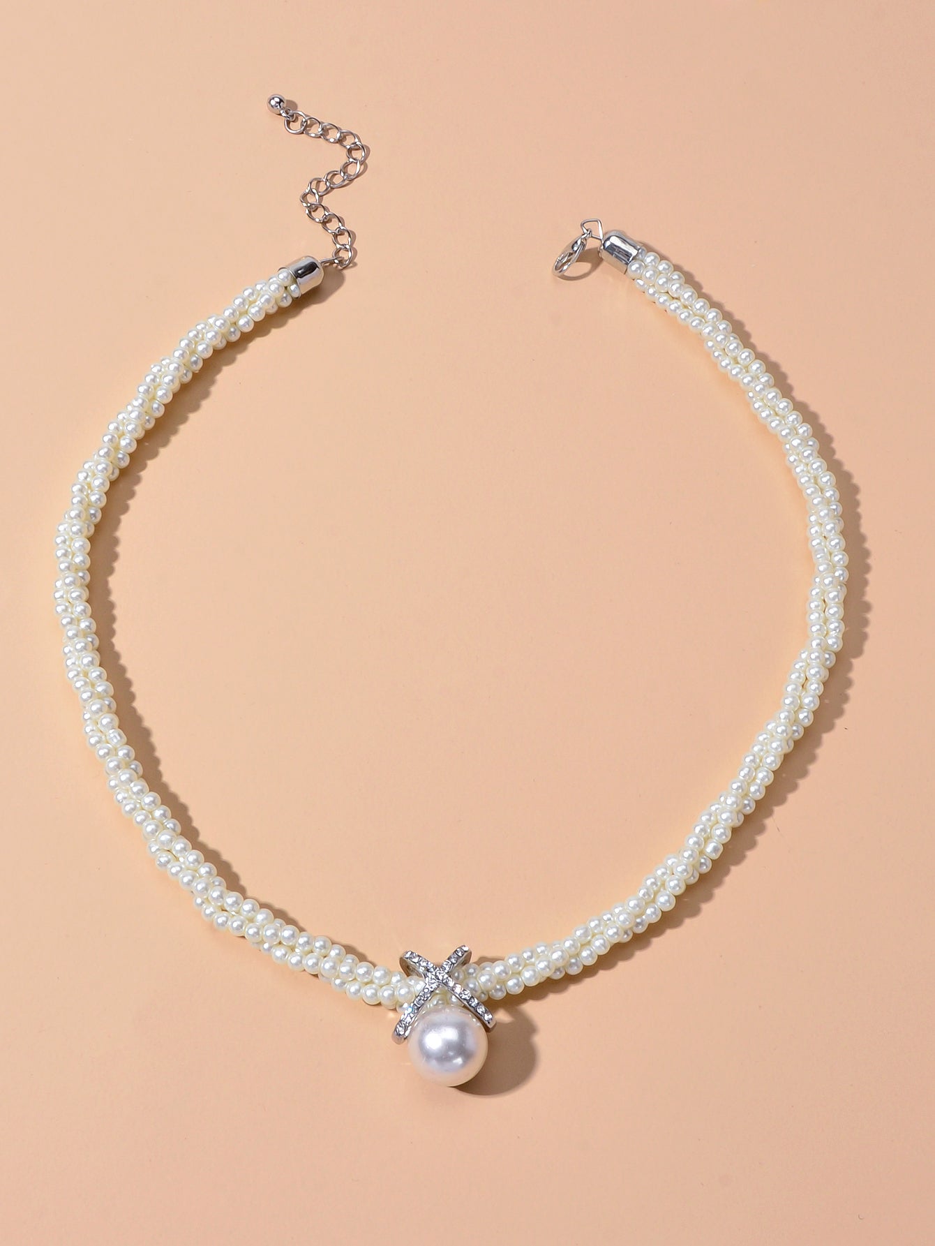 Retro Multi-layer Entangled Pearl Wedding Collar Necklace Beautiful Jewellery-2