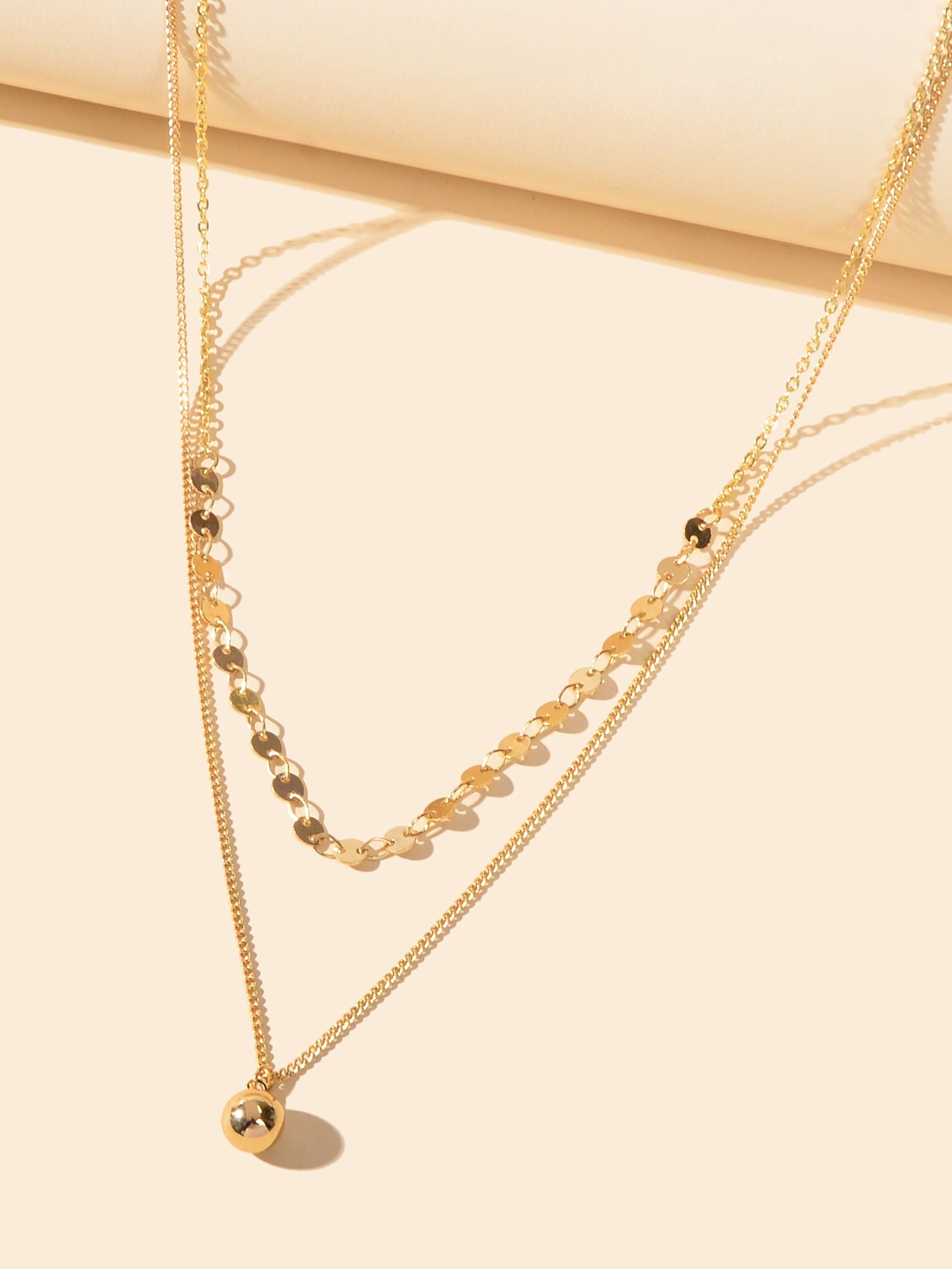 Designer Stylish Double layer Gold Chain Ball Necklace Wholesale Price Jewellery-2