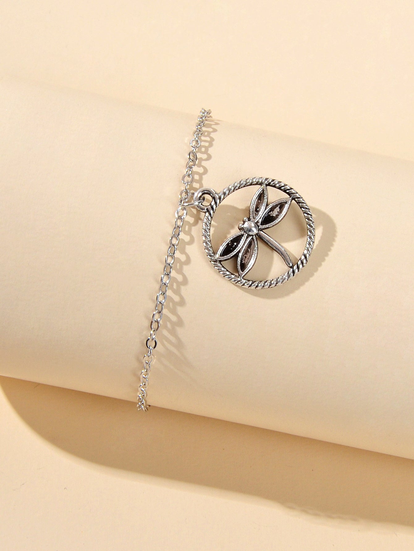 Ladies Jewellery Gold Silver Chain Circle Dragonfly Charm Friendship Bracelet-2
