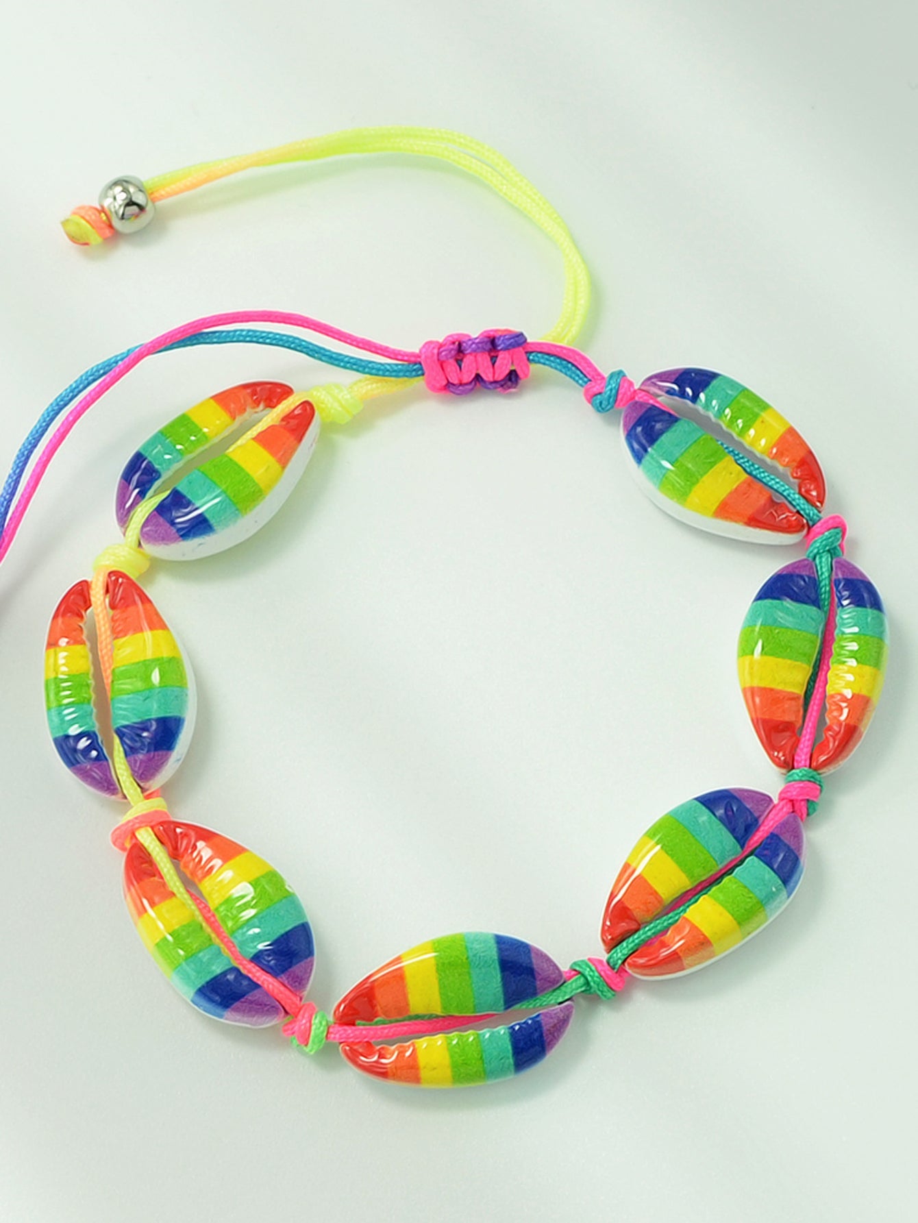 Ethnic Jewelry Colorful Enamel Shell Shape Adjustable Braided Bohemian Bracelet-2