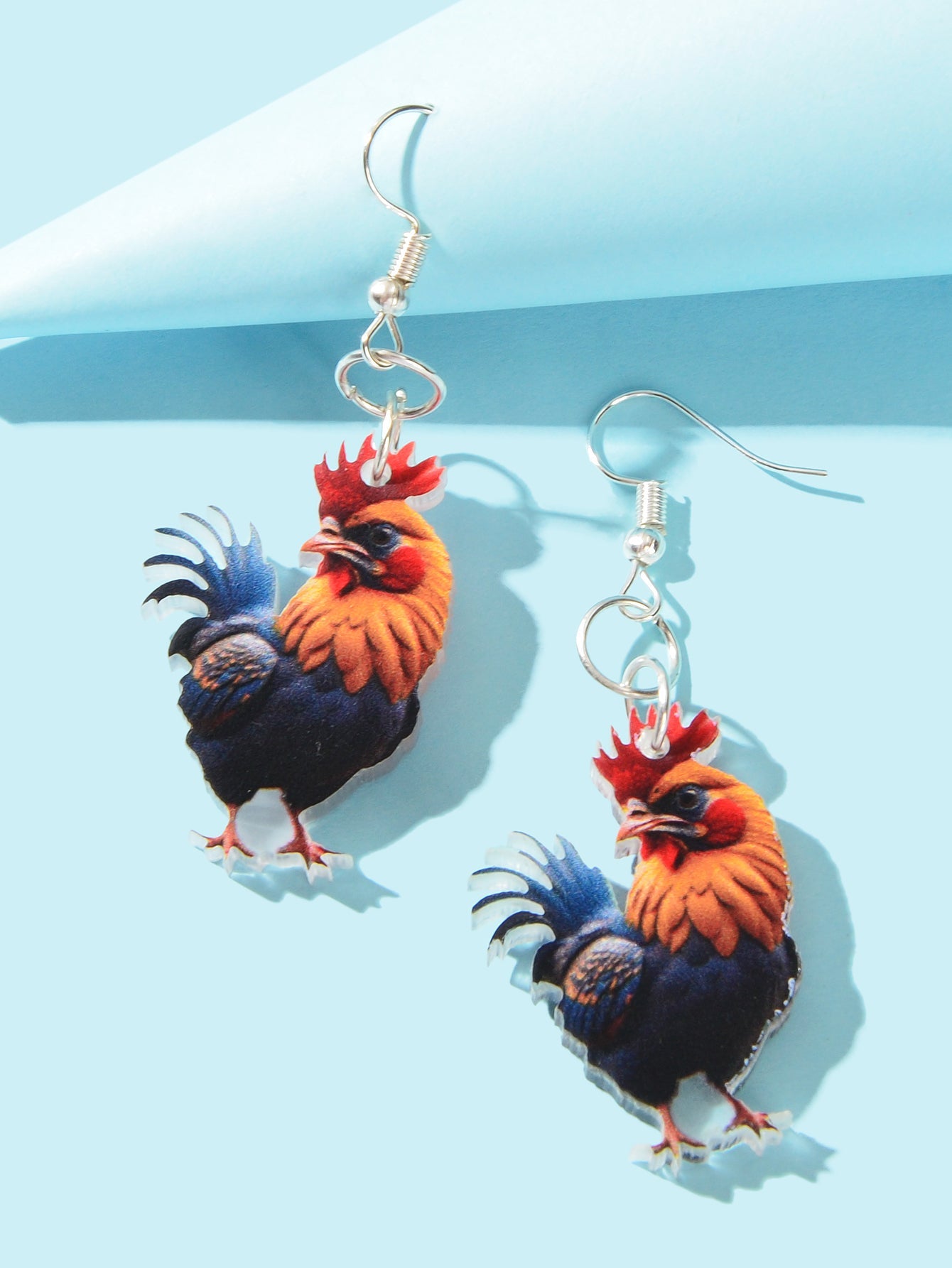 Vivid Rooster Acrylic Animal Dangle Earrings Women Vacation Chicken Jewellery-2