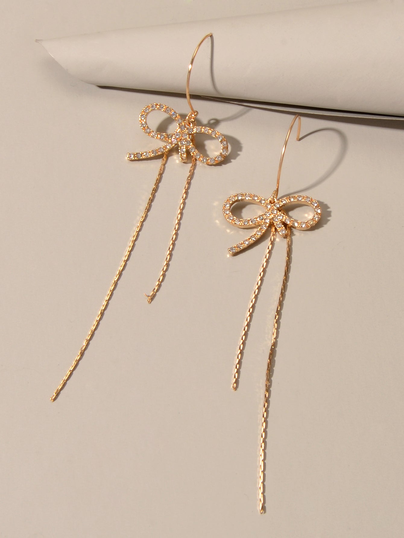 Trendy Female Jewellery Rhinestone Long Chain Bowknot Pendant Earrings for Women-2