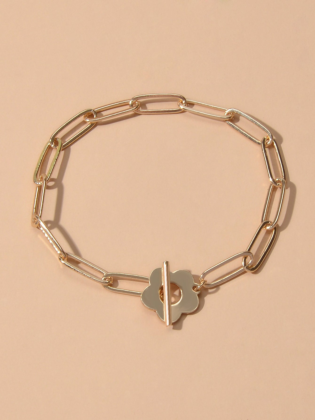 Party Decoration for Women Gold Link Chain Flower Charm Classics Bracelets Gift-2