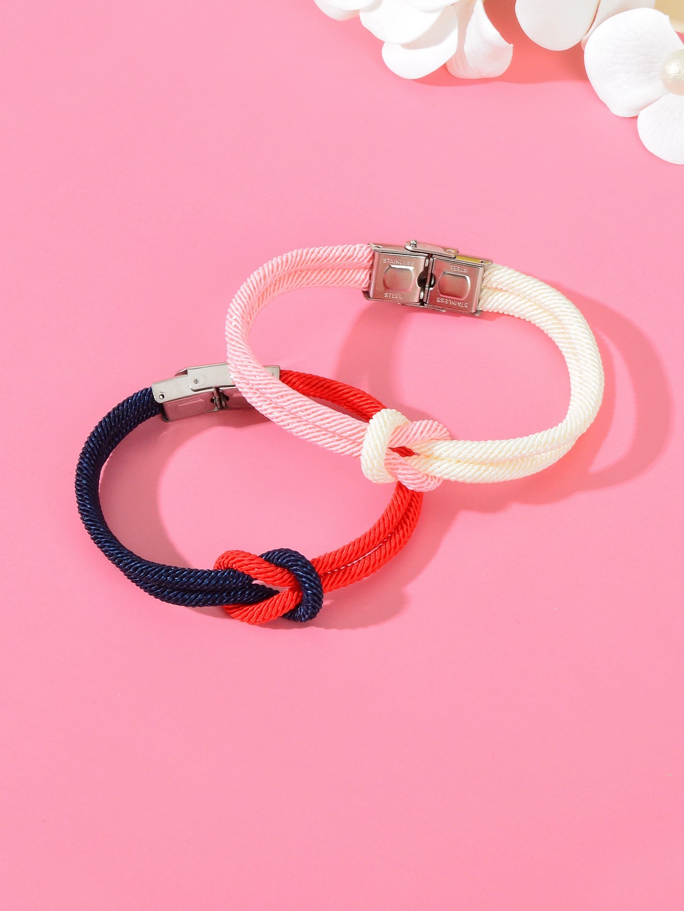 2pcs Valentine's Handmade Knotted Rope Bracelet Matching Couple Best Friend Gift-3