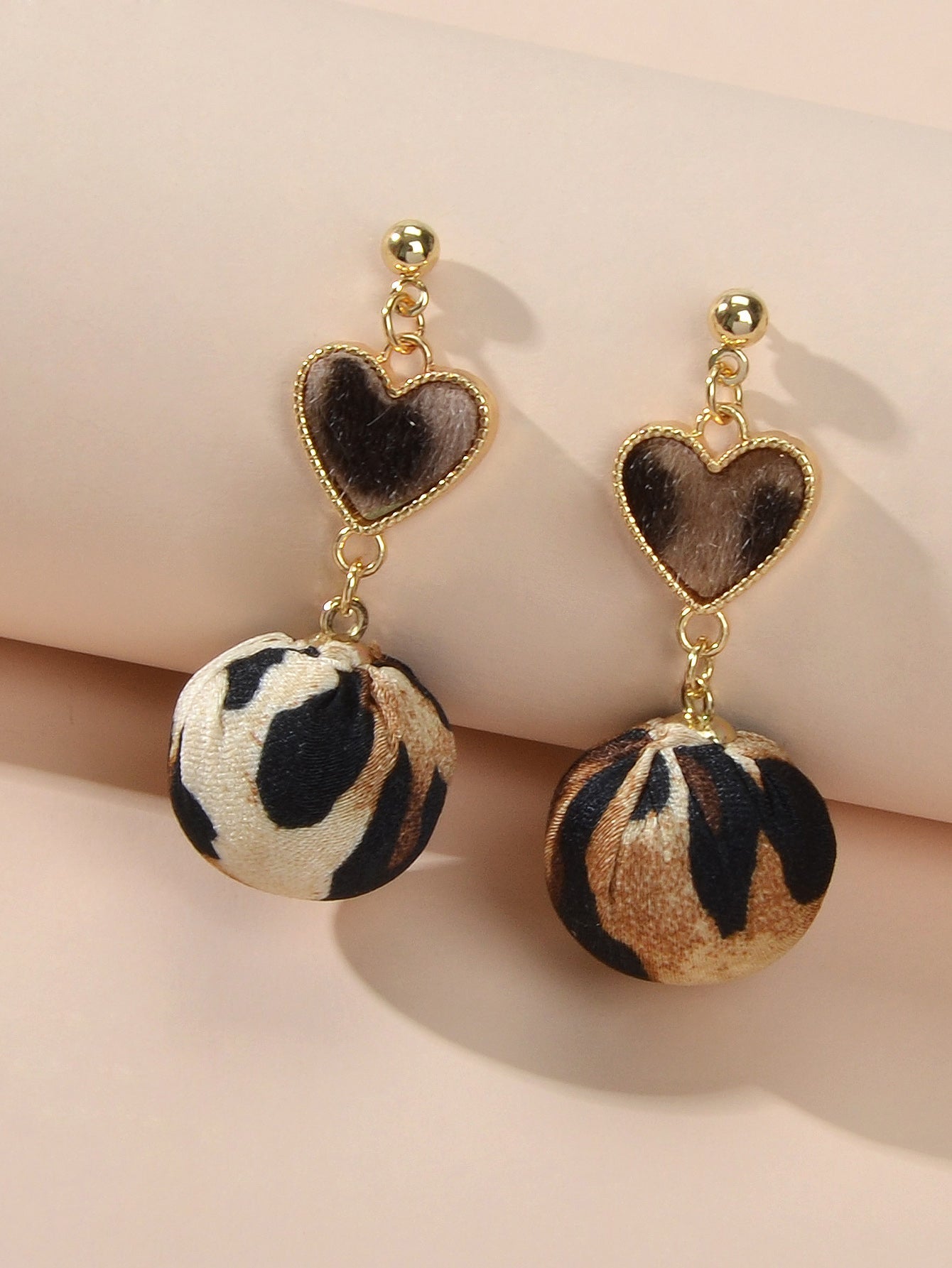 Women Leopard Heart Ball Charm Dangle Earrings Ladies Party Decoration Jewellery-2