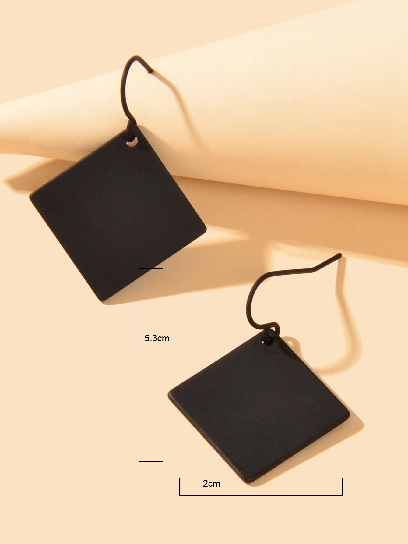 Black Square Metal Geometric Dangle Hook Punk Earrings Women Party Decoration-2