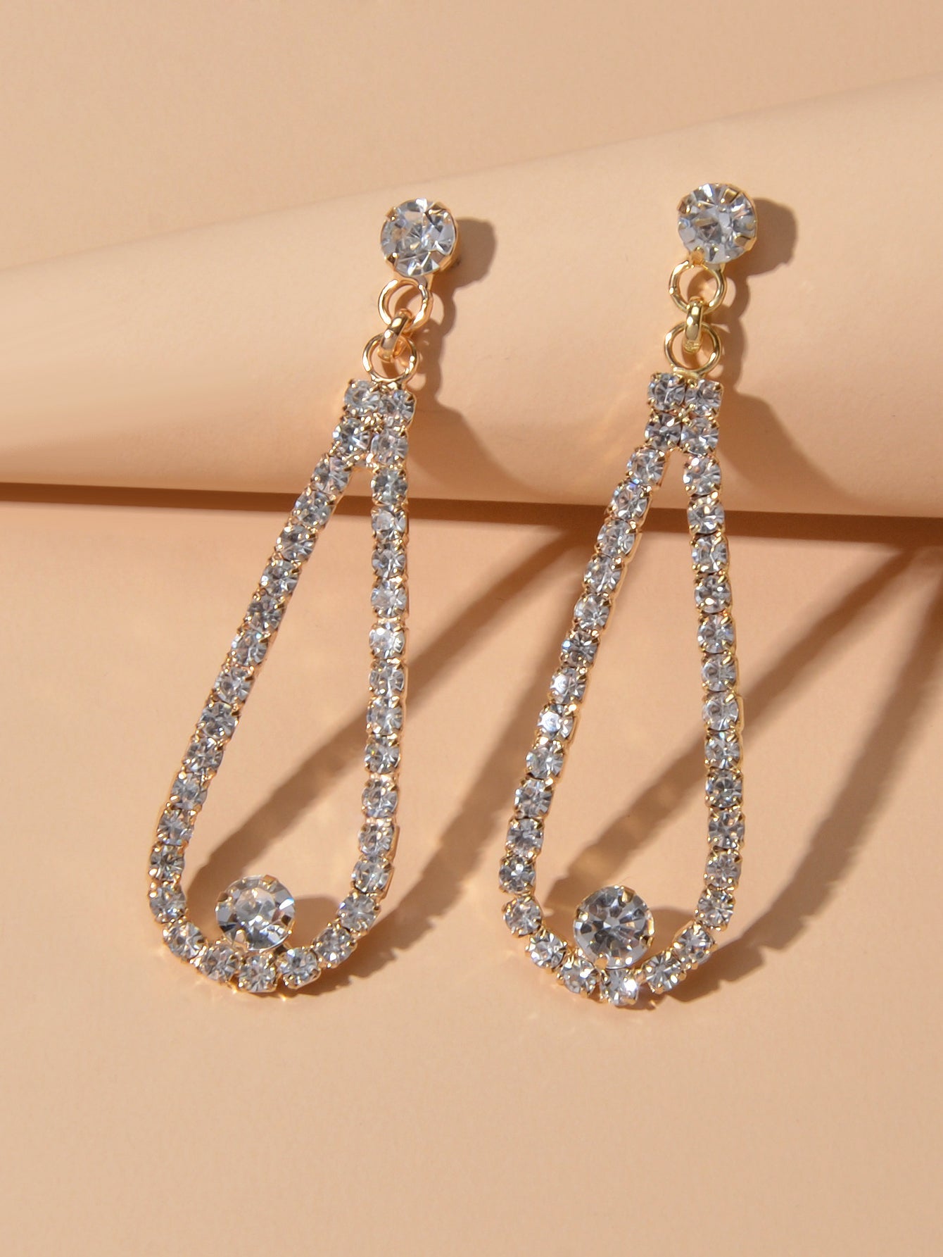 Shining Anniversary Jewellery Full Rhinestone Gold Silver Water Drop Earrings-2
