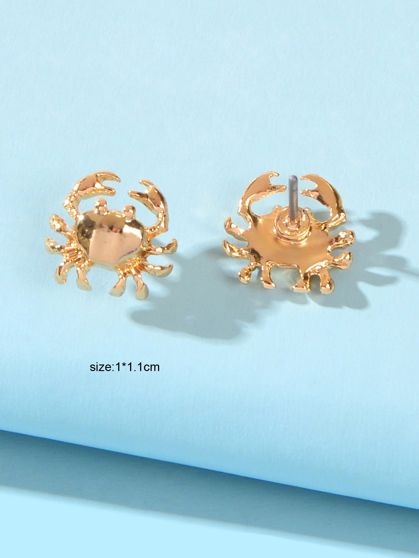 Minimalist Jewellery Gold Plated Small Crab Stud Earrings Dainty Gifts for Girls-2