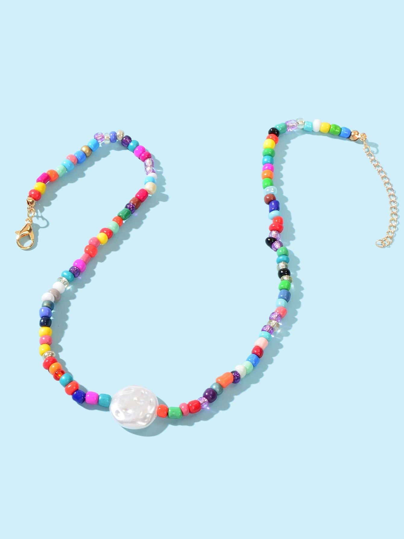 Bohemian Handmade Colourful Seed Beads Choker Y2K Beautiful Pearl Necklace Gift-2