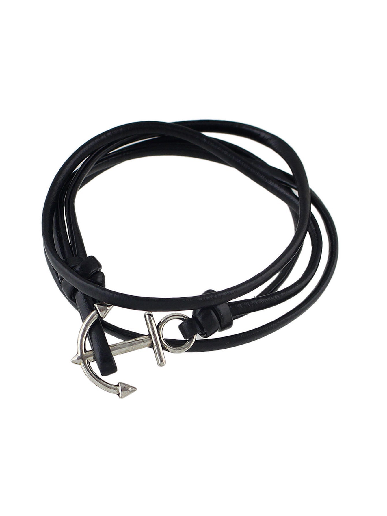 Nautical Jewelry Black Blue Pu Leather Anchor Wrap Bracelet Women Men Wristbands-2