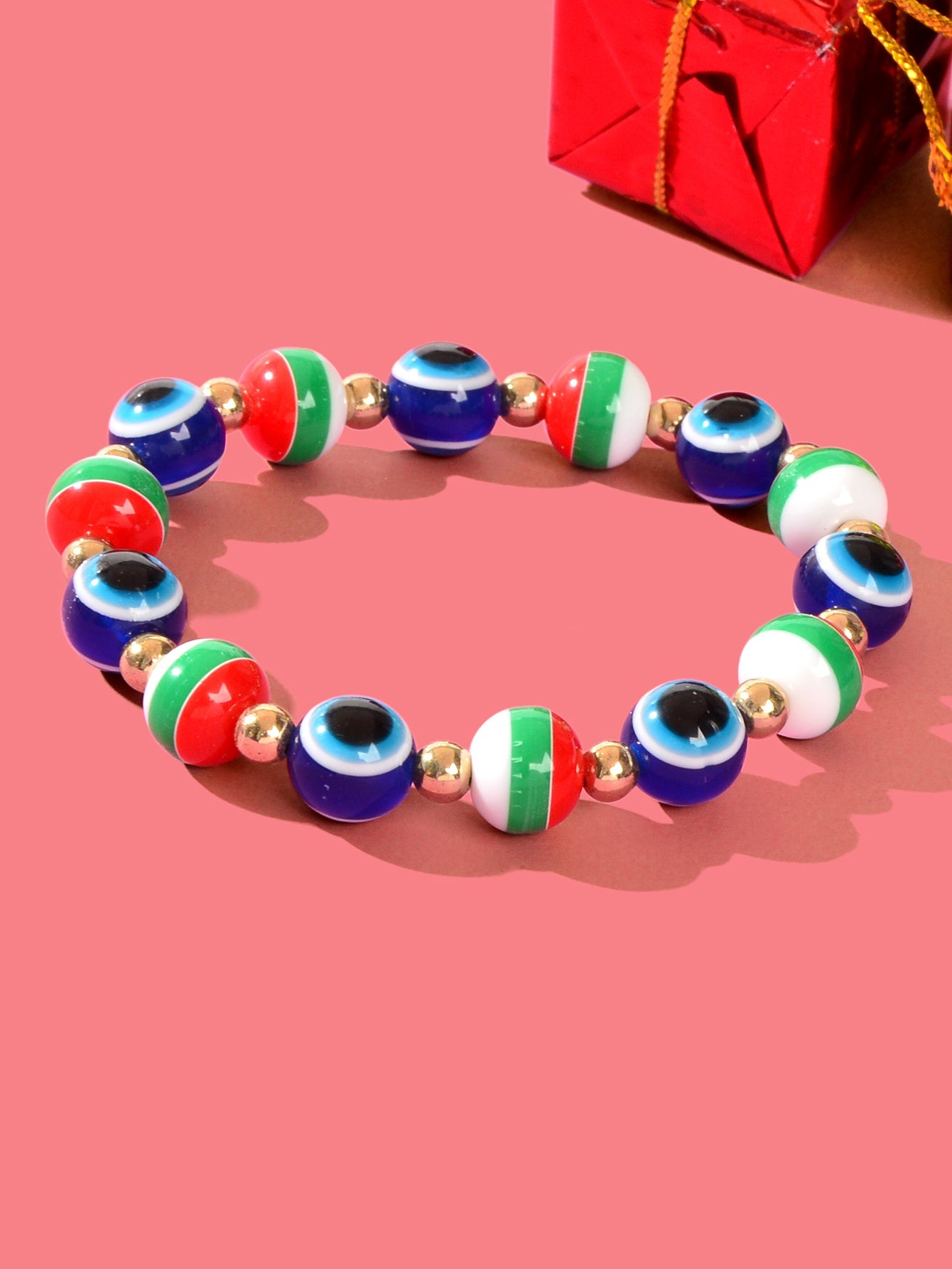 Festival Accessories Colourful Beaded Evil Eye Elastic String Bracelet Xmas Gift-2
