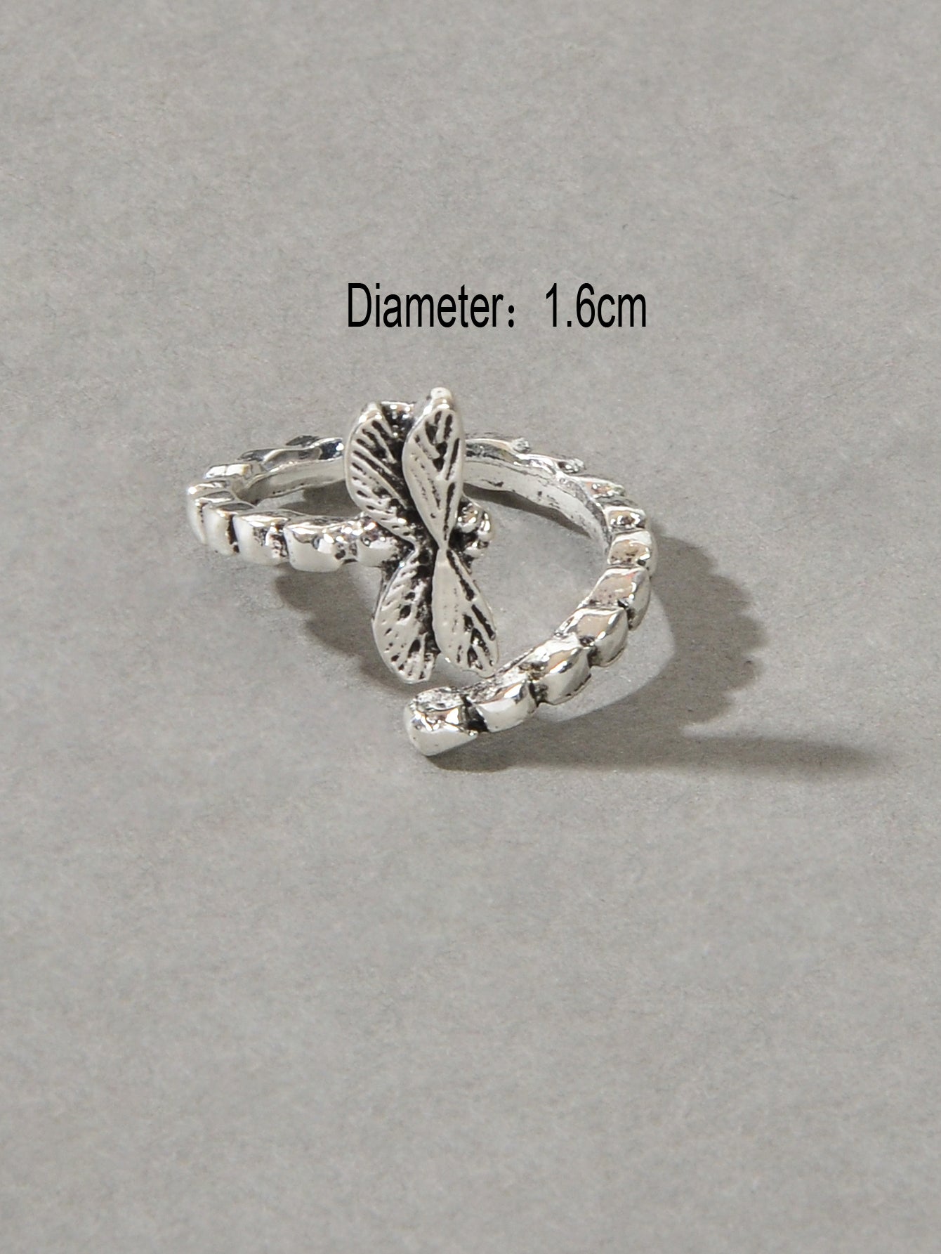 Vintage Designer Traditional Antique Silver Carved Dragonfly Finger Ring Jewelry-2