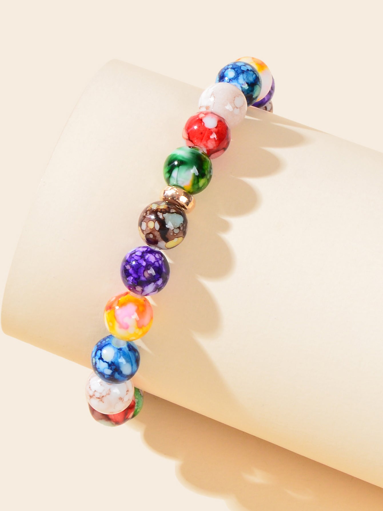 Bohemian Ethnic Style Colourful Resin Stone Beaded Stretchy Bracelet for Holiday-2