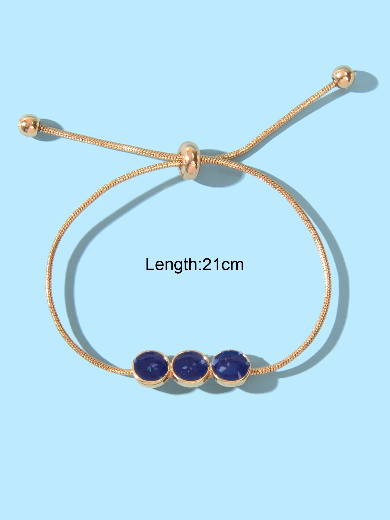 Female Jewellery Blue Enamel Round Gold Chain Adjustable Women Bracelet Bangle-2