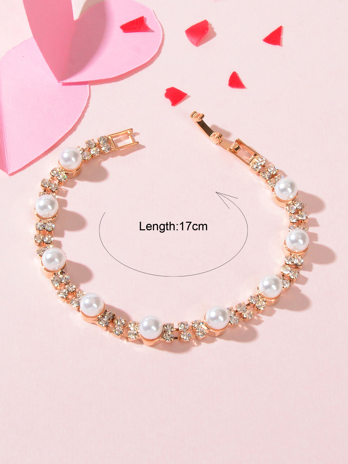 Classic Elegant Handcraft Buckle Bracelet Artificial Pearl Gemstone Wristband-2