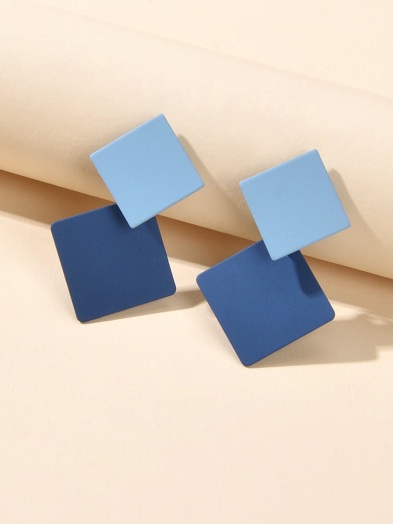 Chic Colourful Enamel Square Simple Geometric Stud Earrings Statement Jewellery-2