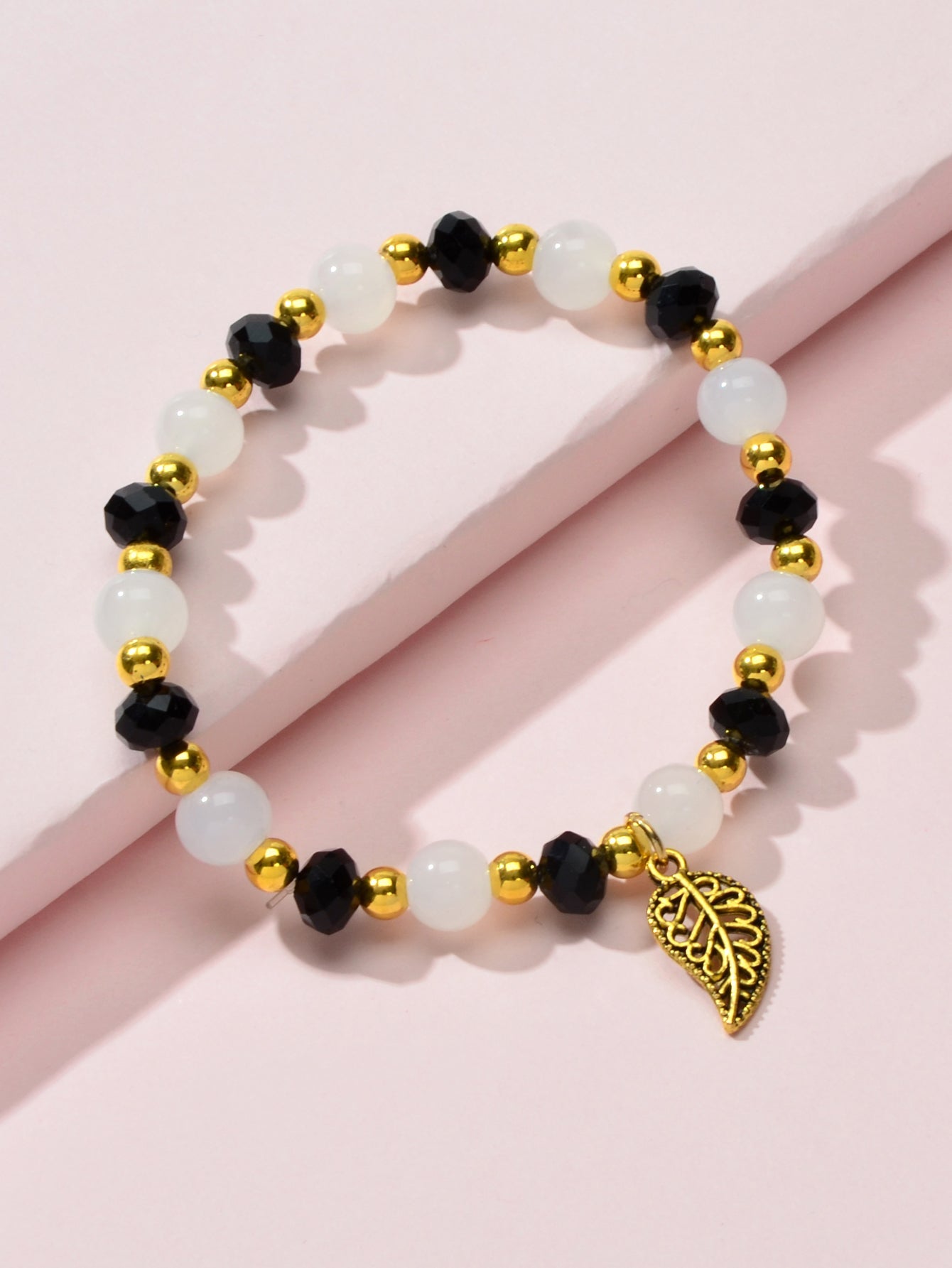 Ethnic Traditional Jewellery Handmade Beads Elastic Leaf Charm Bangle Bracelet-2