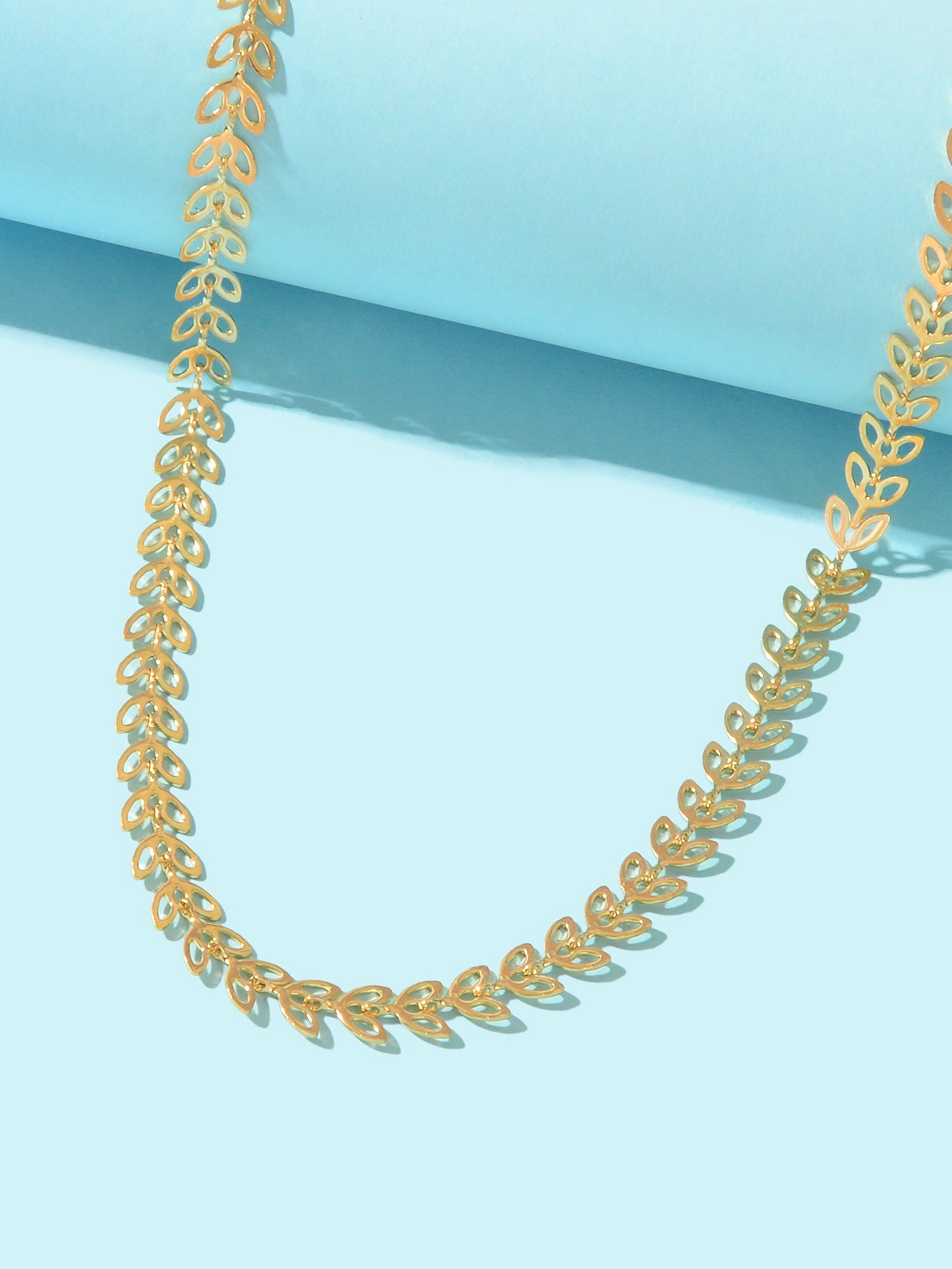 Minimalist Hollow Leaf Gold Chain Short Clavicle Necklace Party Choker Jewellery-2