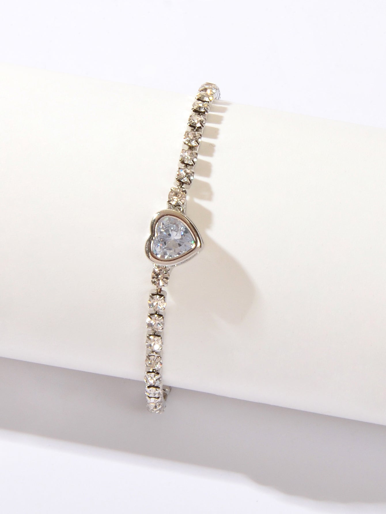 Anniversary Jewellery Shining Luxury Rhinestone Heart Adjustable Tennis Bracelet-2