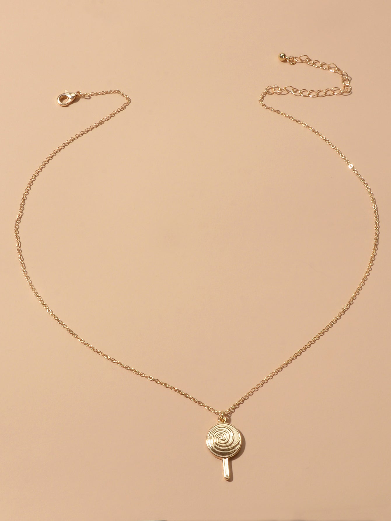 Cute Trendy Jewellery Gold Metal Finish Candy Lollies Lollipop Pendant Necklace-2