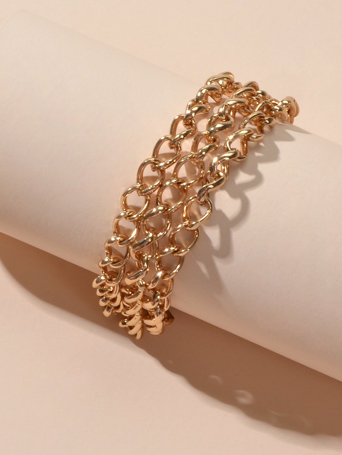 Ladies Jewellery Cool Punk Multi-layer Gold Link Chain Bracelet Bangle for Women-2