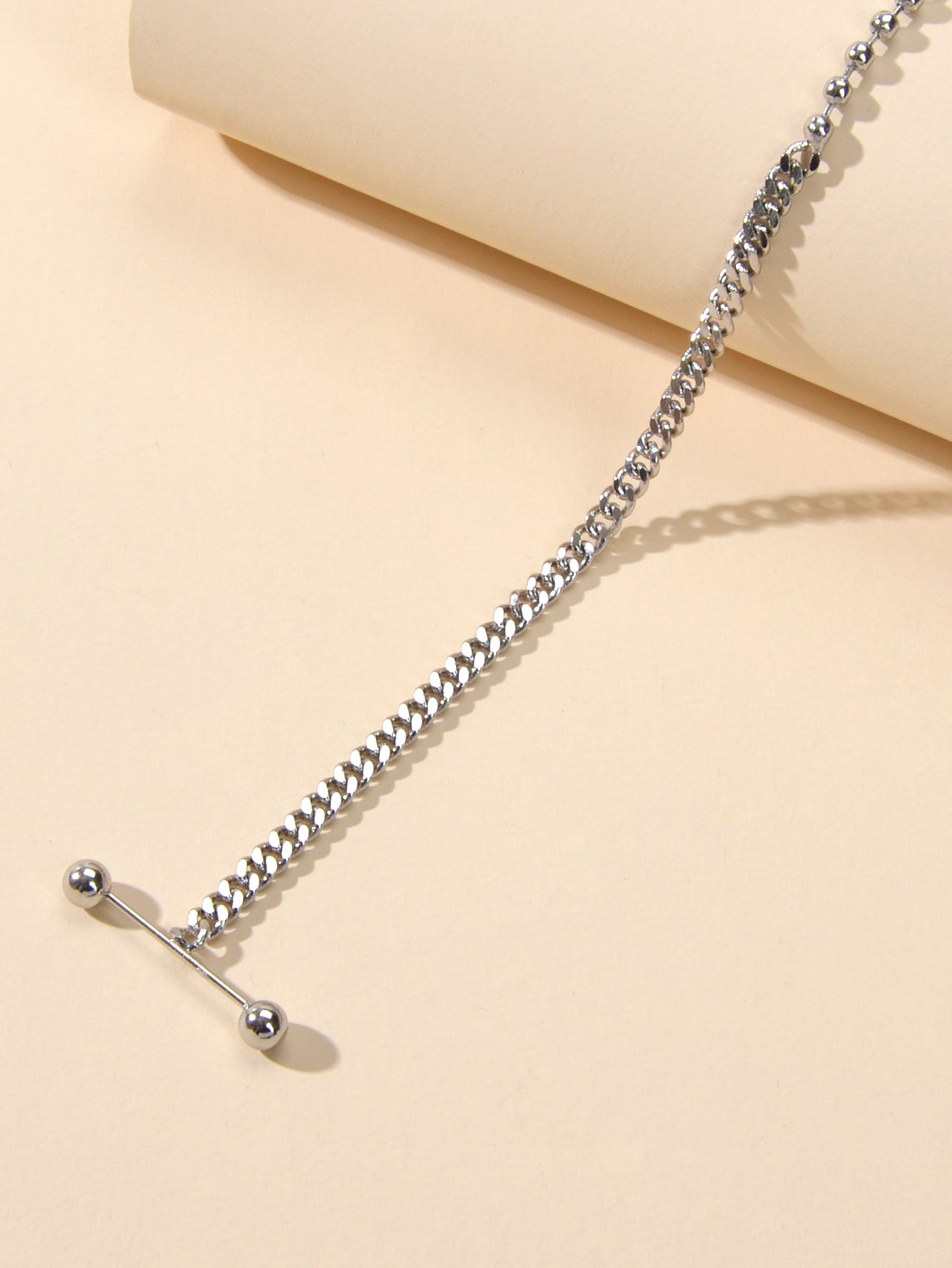 Minimalist Punk Popcorn Chain Multiple Silver Chain Lock Circle Bracelets Women-2