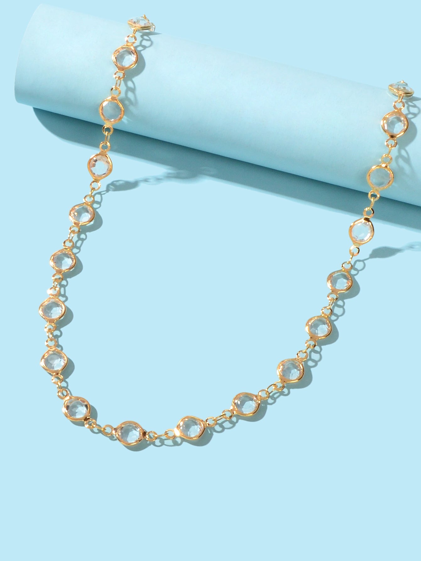 Gold Acrylic Beads Chain Link Choker Short Necklace for Women Designer Jewellery-2