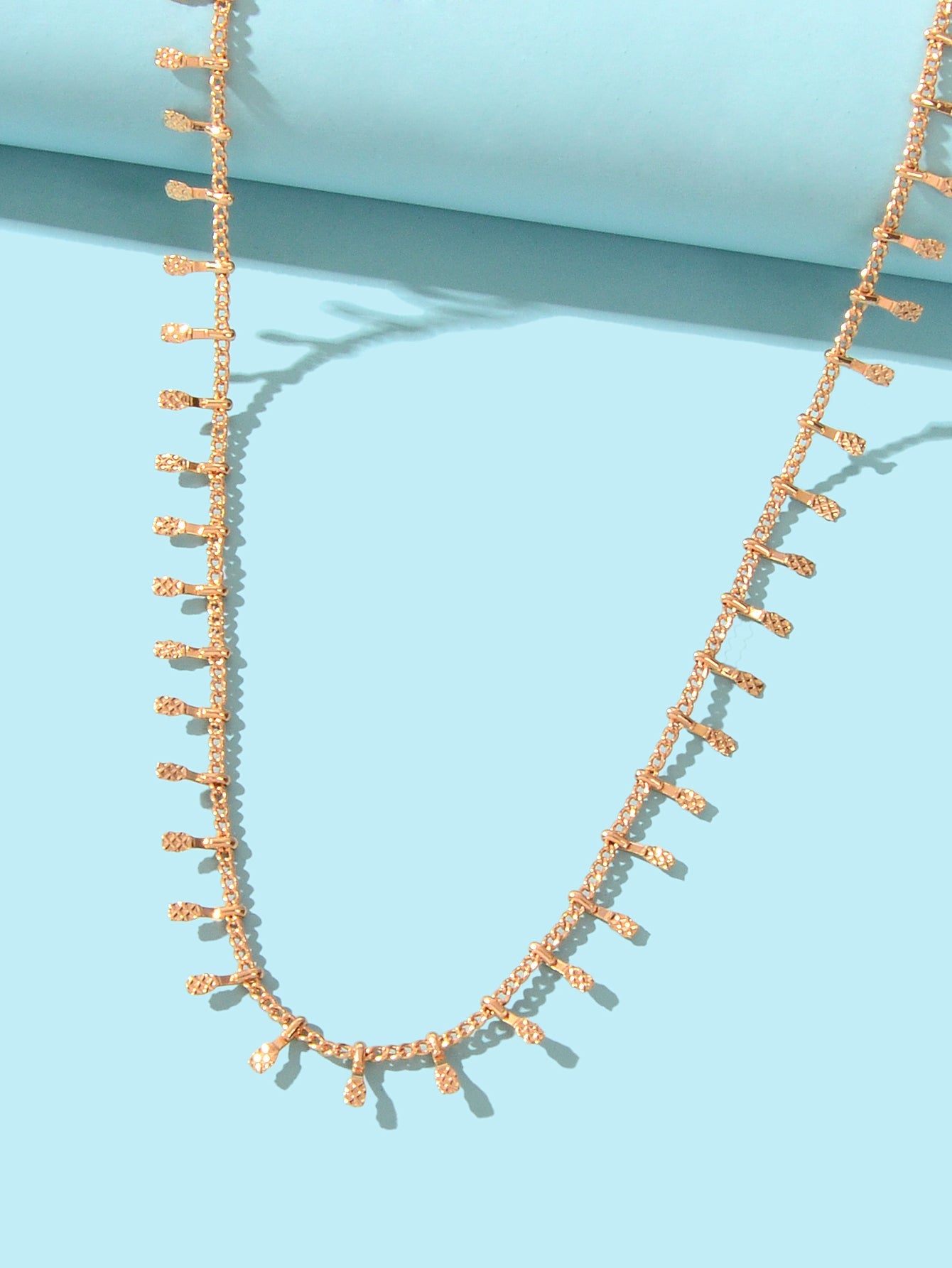 Women Party Decoration Gold Link Chain Clavicle Choker Necklace Short Collar-2