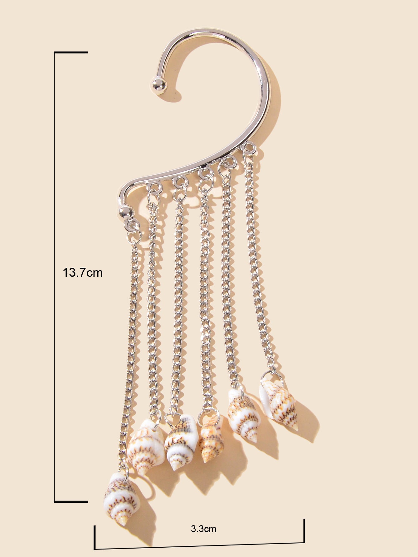 1 pc Boho Chic Long Chain Tassel Conch Ear Cuff Cartilage Wrap Around Earring-2