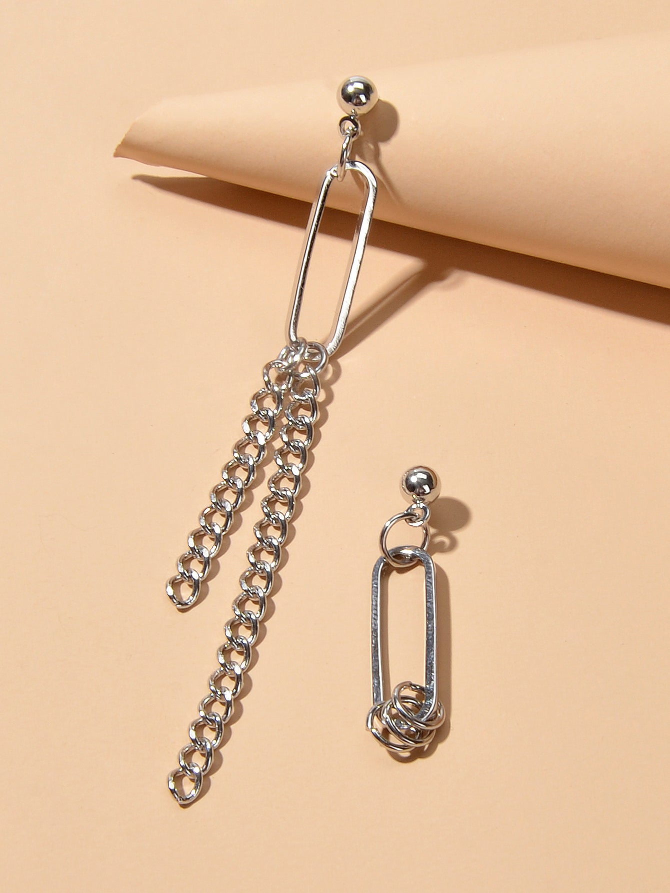 Asymmetric Jewellery Trendy Chain Dangle Pendant Punk Statement Women Earrings-2