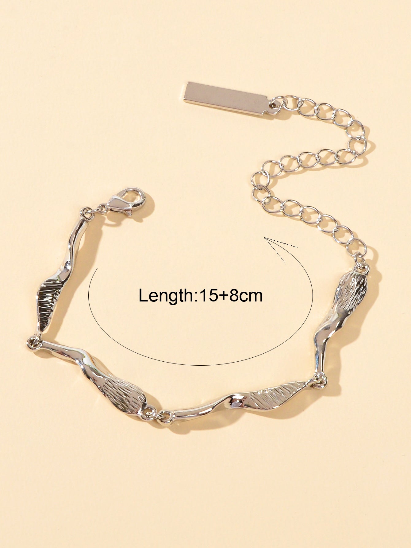 Designer Stylish Women Accessory Silver Metal Irregular Geometric Chain Bracelet-2