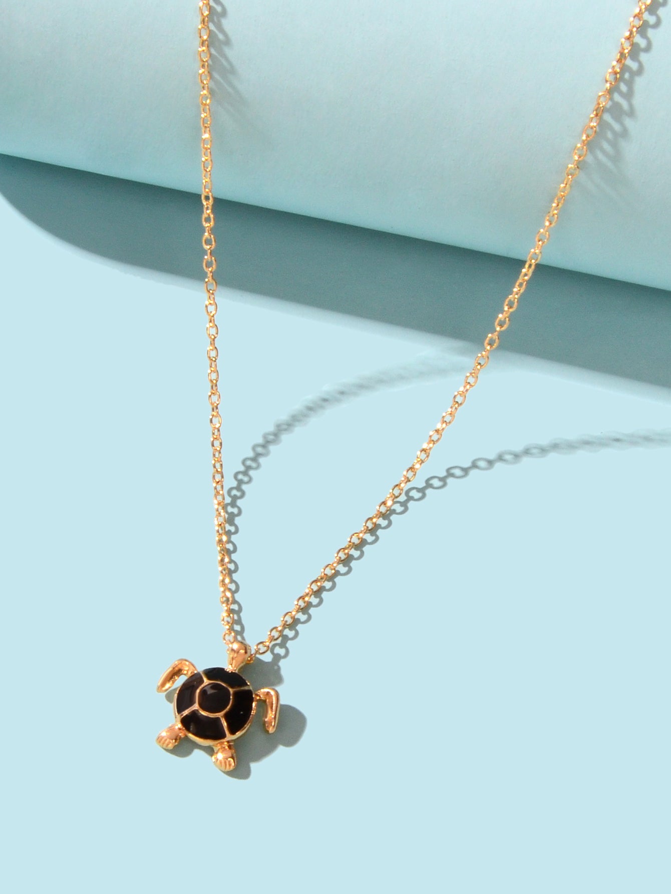 Ocean Animals Jewellery Gold Chain Black Tortoise Pendant Necklace Girls Gifts-2