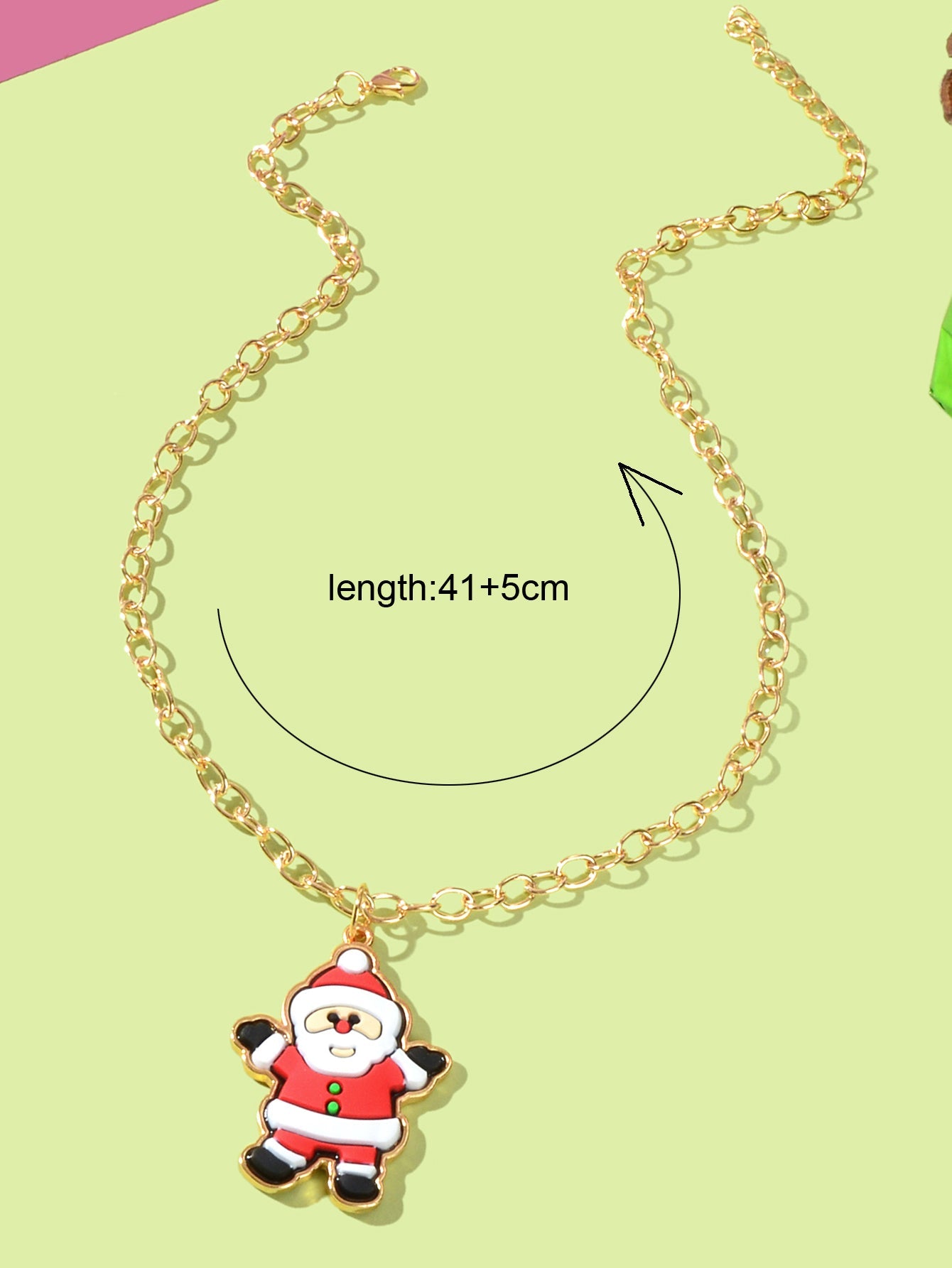 Santa Claus Pendant Necklace Christmas Ornaments Jewellery Girls Holiday Gift-2