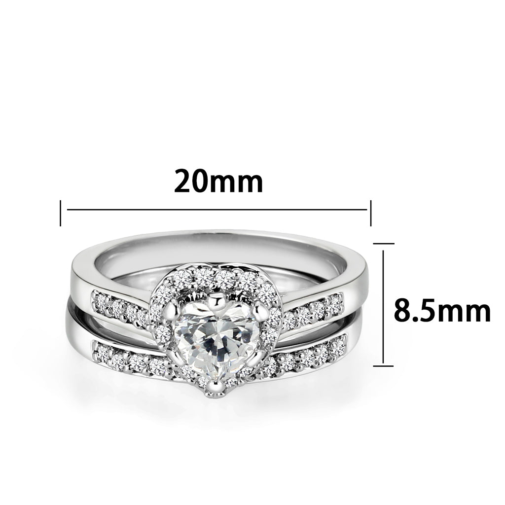 LO5W095- Rhodium Plated Brass Ring with CZ In Clear-1