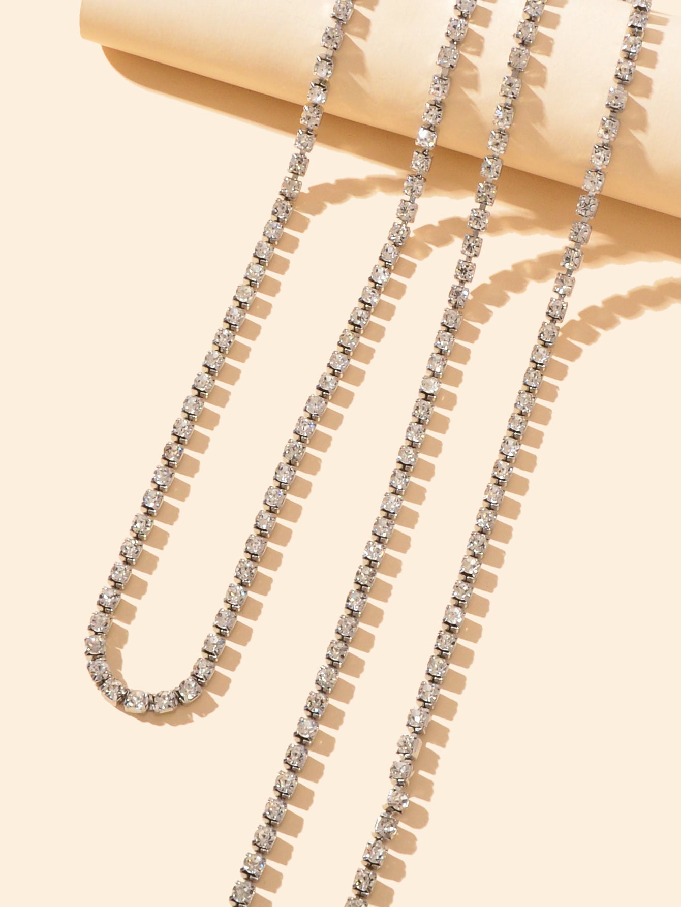 Luxury Multilayered Silver Chain Tassel Full Rhinestone Long Y Style Necklace-3