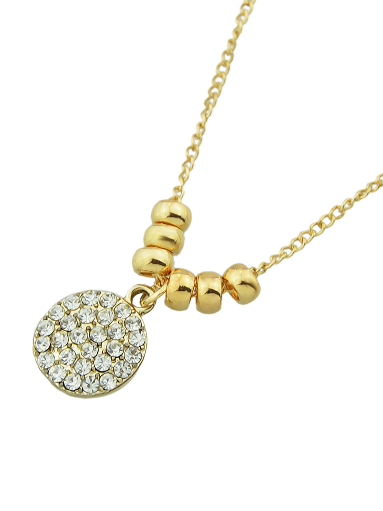 Trendy Jewellery 2 pcs Gold Silver Chain Rhinestone Decor Round Pendant Necklace-2