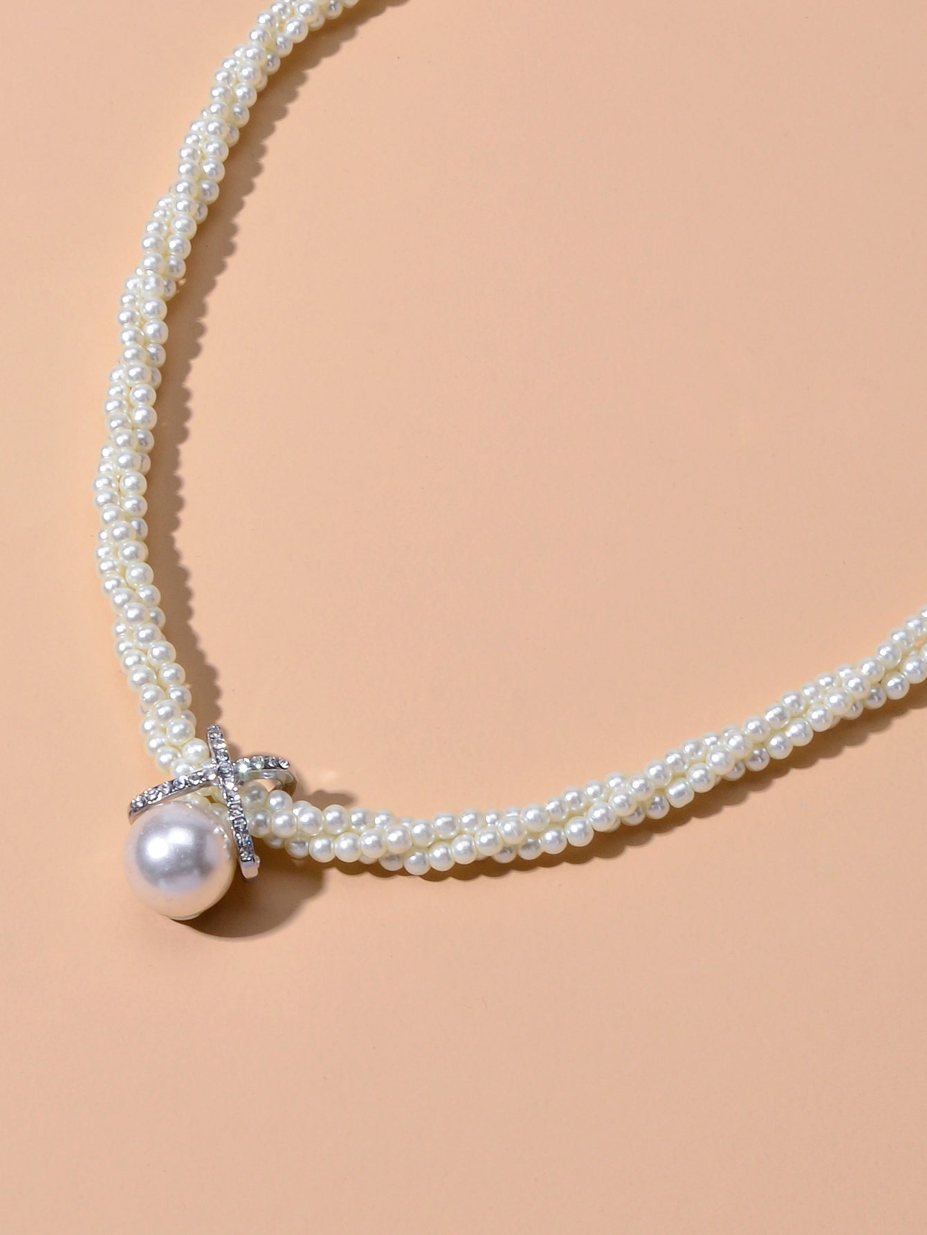 Retro Multi-layer Entangled Pearl Wedding Collar Necklace Beautiful Jewellery-3