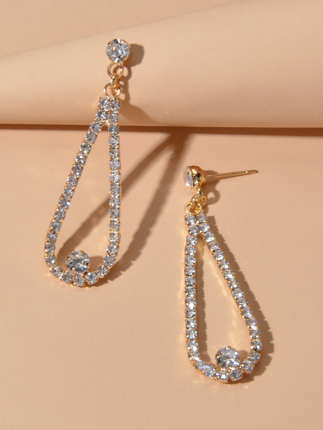 Shining Anniversary Jewellery Full Rhinestone Gold Silver Water Drop Earrings-3