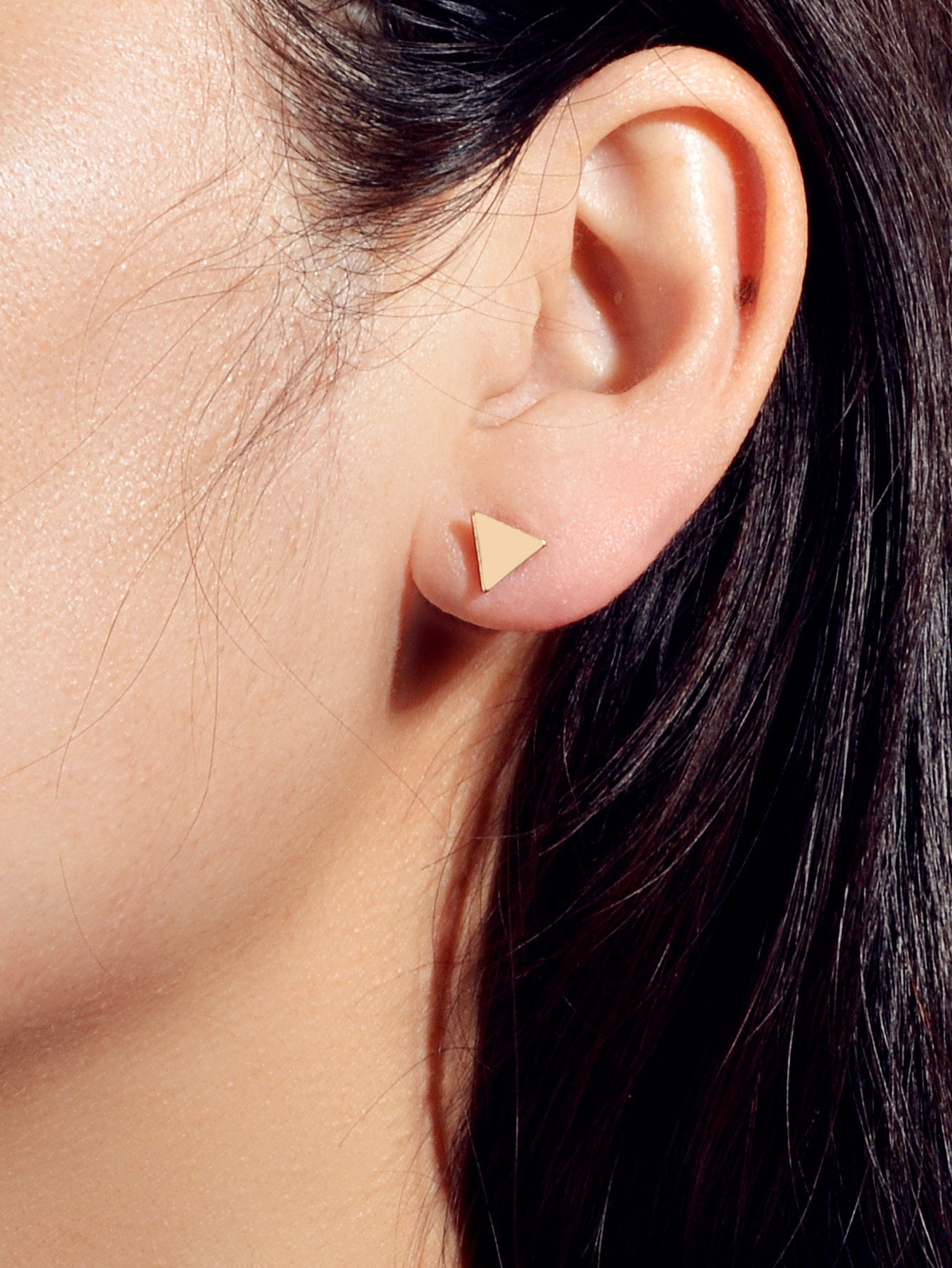 White Floral Stud Earrings Gold Triangle Earrings Set Elegant Jewelry Collection-4