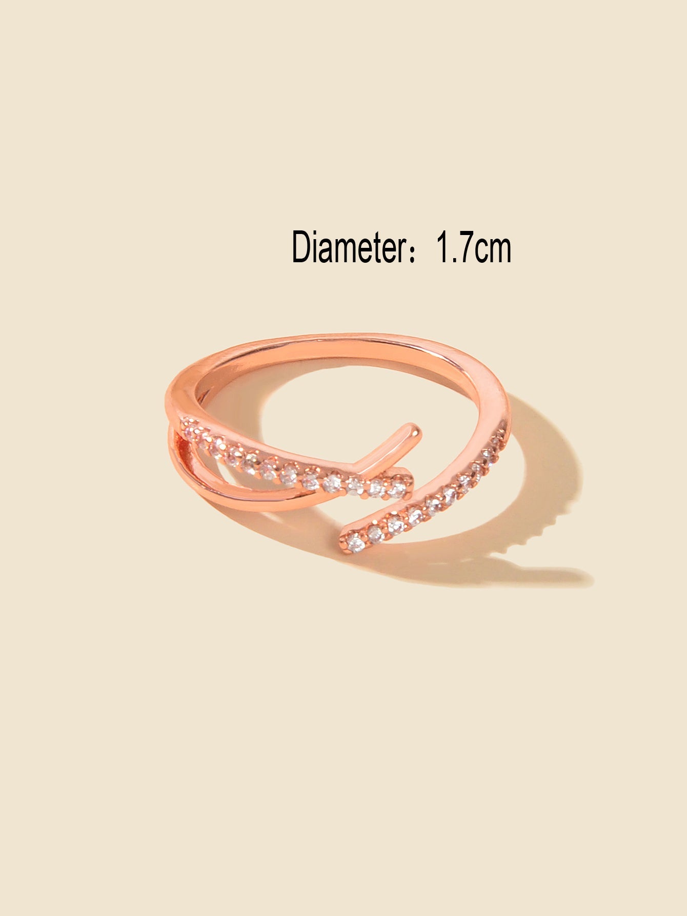 Sparkling Rhinestone Rosegold Cross Band Ring for Women Engagement Wedding Gift-3