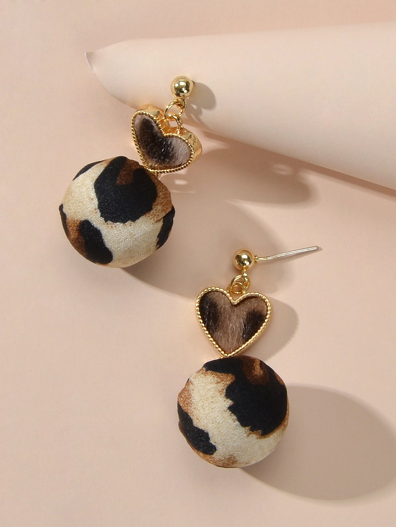 Women Leopard Heart Ball Charm Dangle Earrings Ladies Party Decoration Jewellery-3