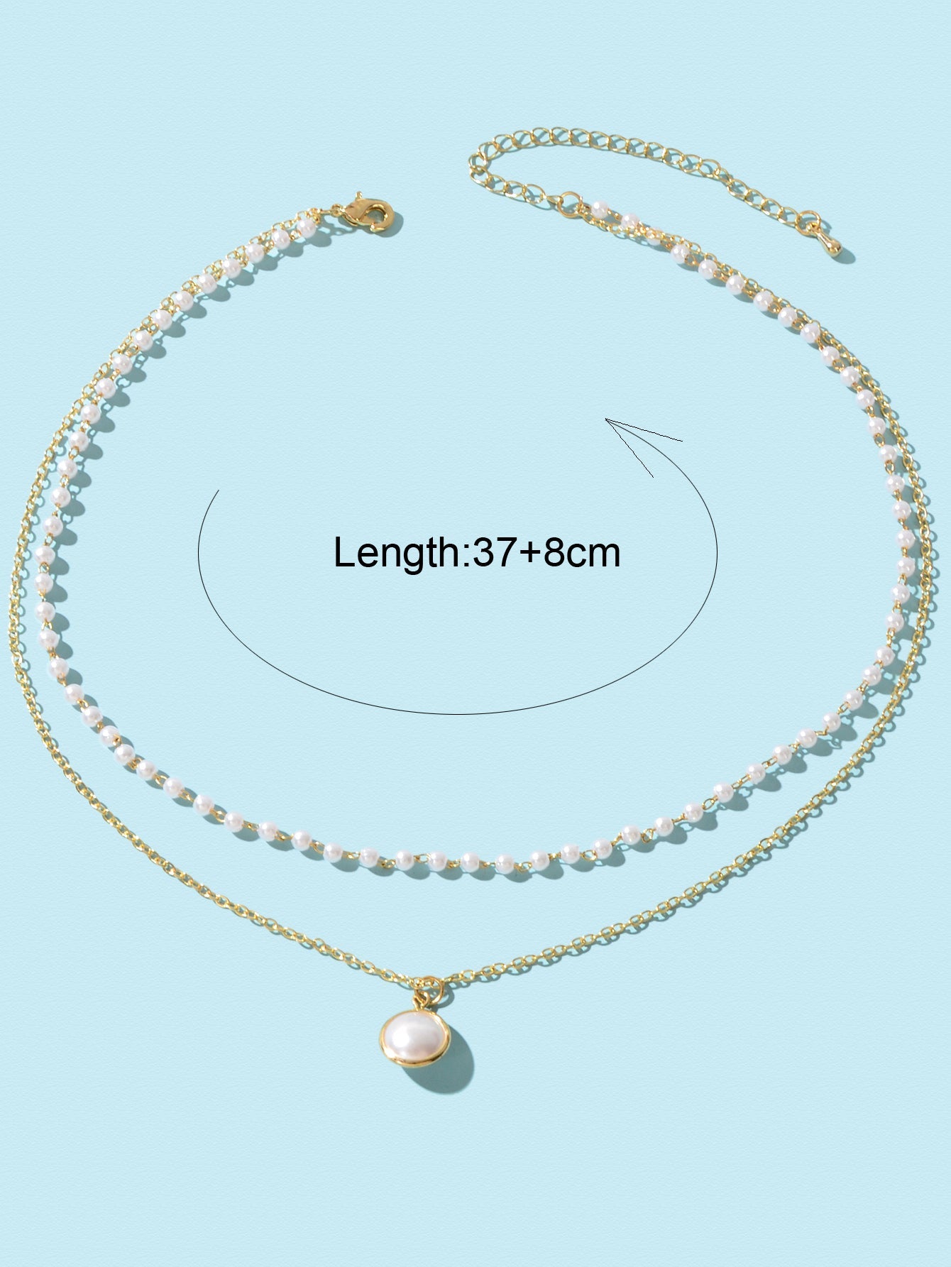 2 Layers Women Gold Pearl Charm Pendant Necklace Boho Statement Beautiful Choker-3