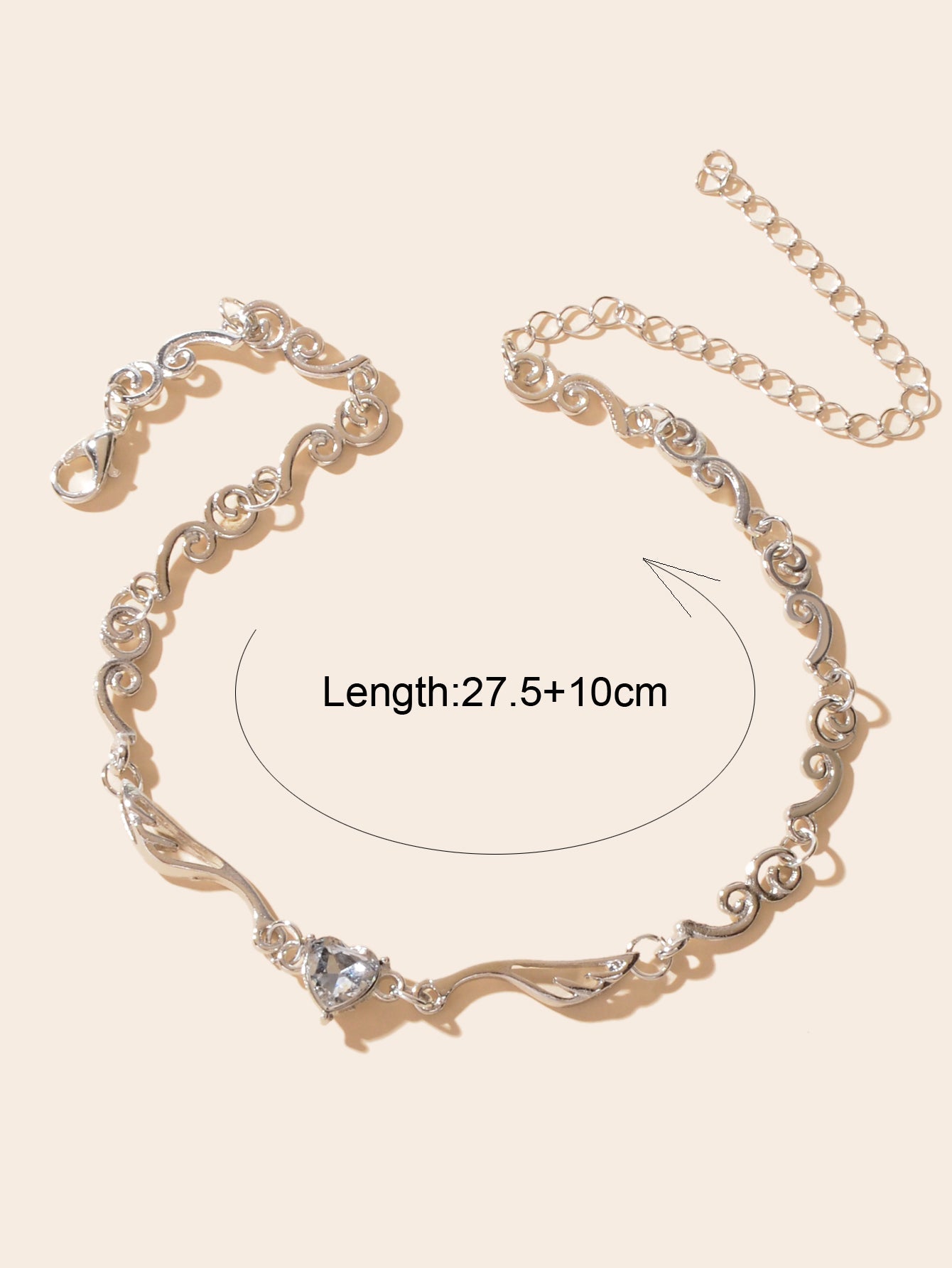 Heart Zircon Wing Design Silver Chain Clavicle Bridal Necklace for Wedding Prom-3