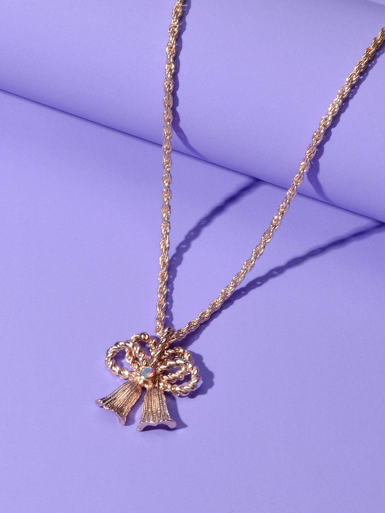 Festival Jewellery Gold Silver Chain Bow Bells Charm Necklace Women Accessories-3