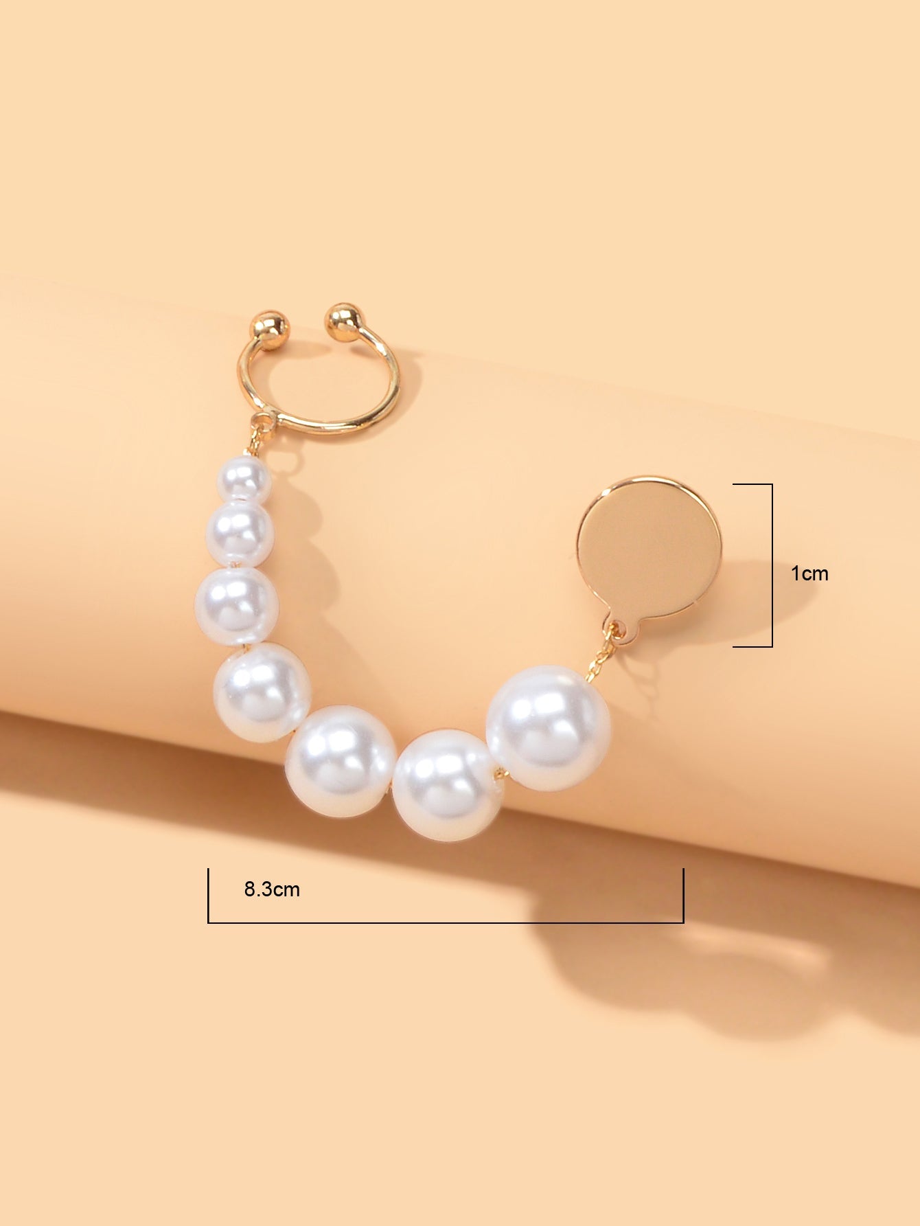 1 pc Cartilage Jewellery Gold Pearl Chain Wrap Ear Cuff Pierced Crawler Earrings-3