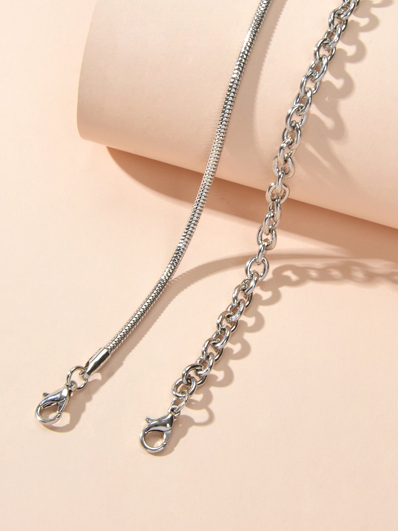 Hiphop Jewellery 2 pcs Silver Chain Bracelet Rock Style Trendy Women Accessories-3
