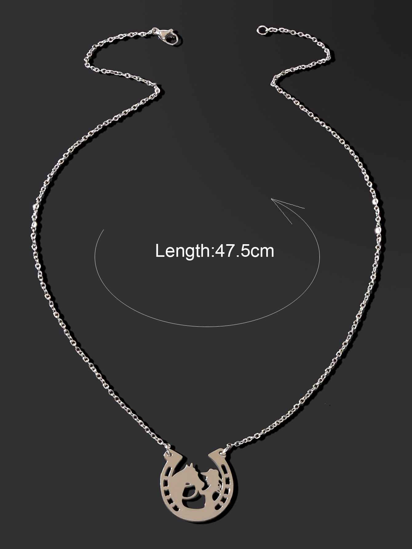 Personality Creative Stainless Steel Silver Chain Human Horse Racing Necklace-3
