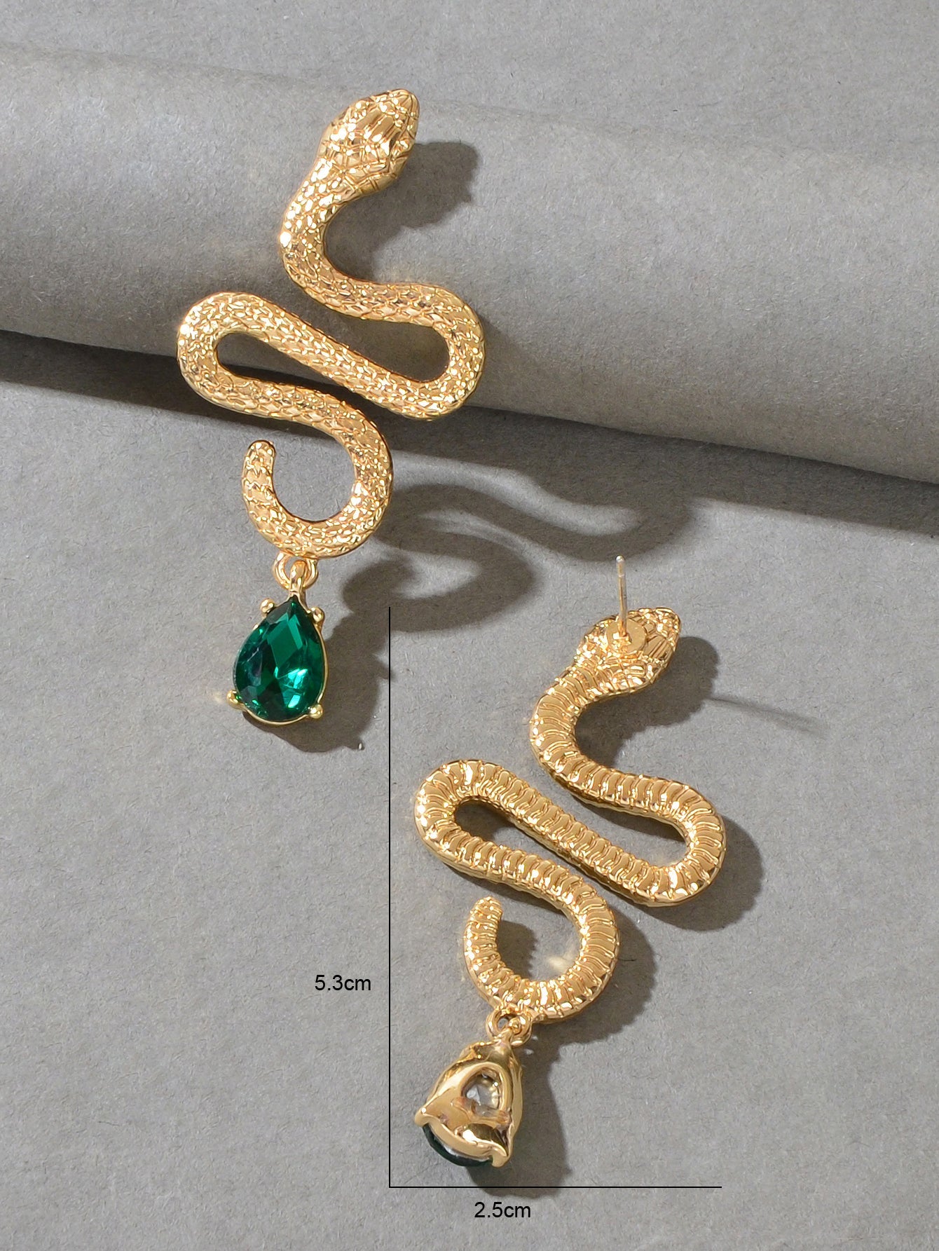 Snake Drop Earrings Dangle Big Green Rhinestone Emerald Charm Stud Punk Jewelry-3