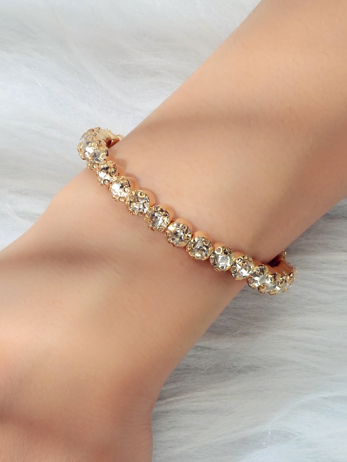 Textured Jewellery Faux Cubic Zirconia Classic Tennis Bracelet Nice Collection-3