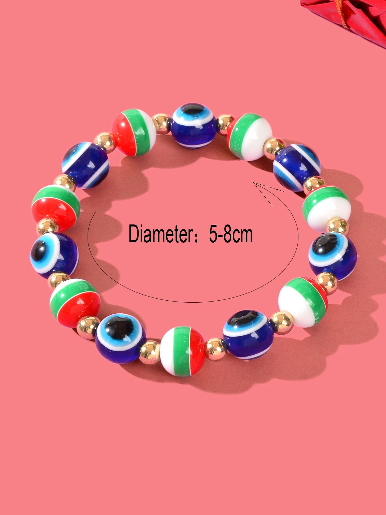 Festival Accessories Colourful Beaded Evil Eye Elastic String Bracelet Xmas Gift-3
